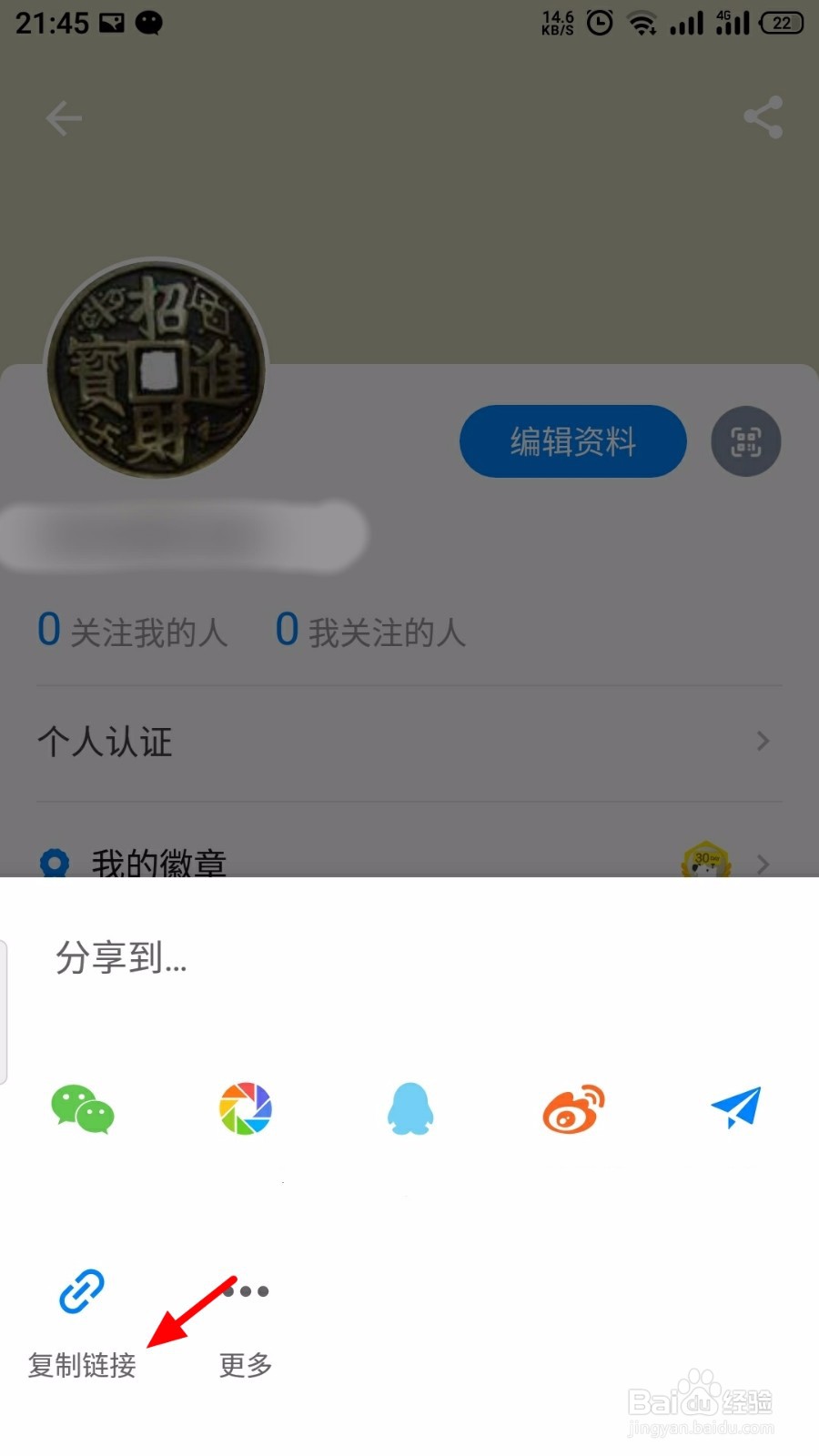 知乎怎么复制主页链接