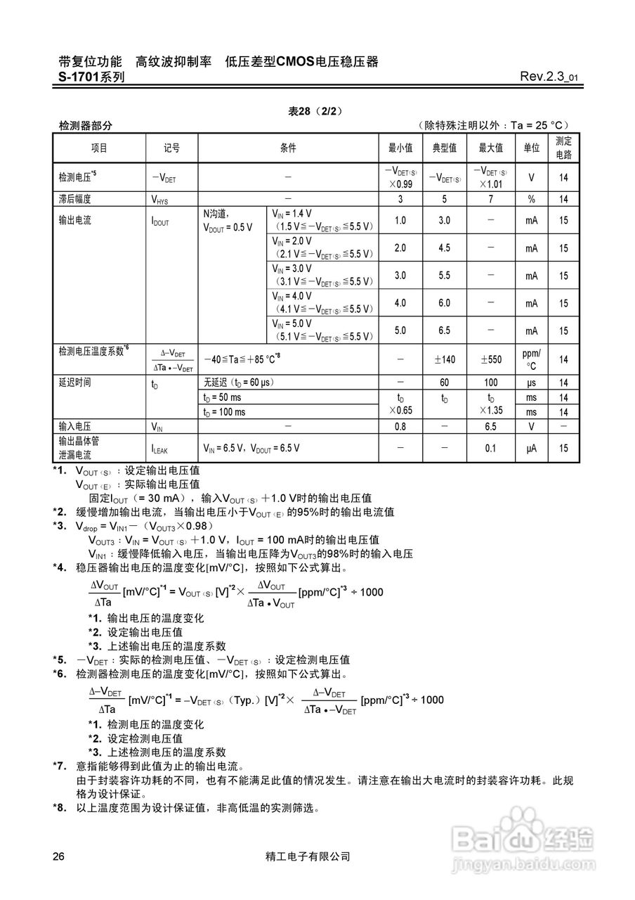 精工电子S-1701系列CMOS电压稳压器说明书:[3]