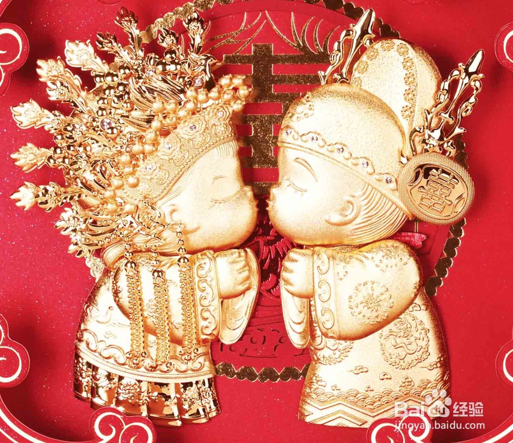 结婚婚庆礼物金石良缘立体金箔画装饰画工艺制作