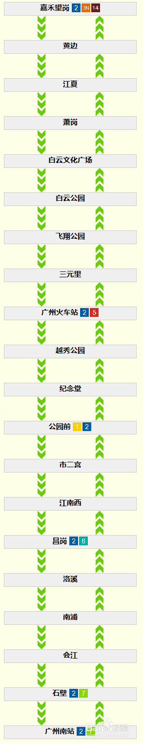 广州地铁2号线运行路线图 运行时间表 首末班车
