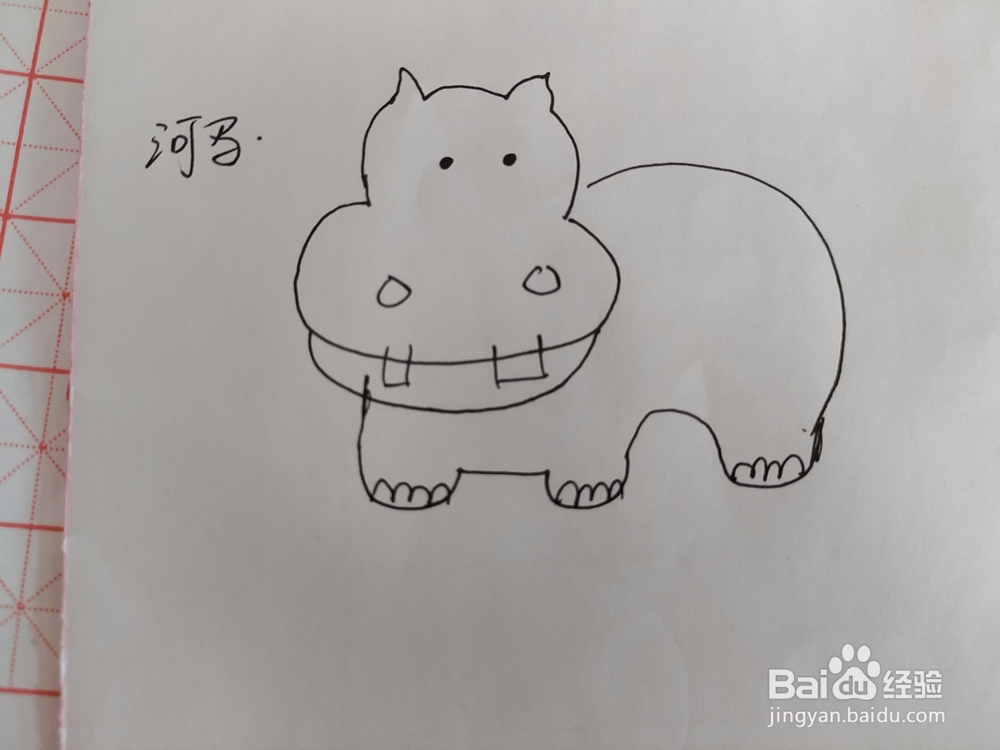 可爱的河马简笔画怎么画呢