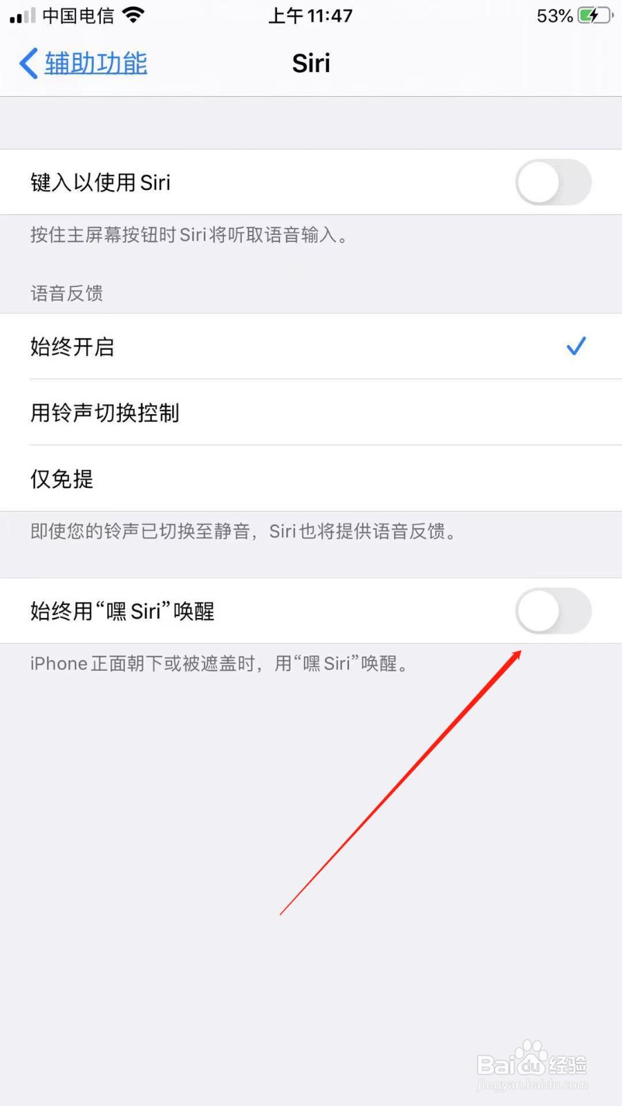 iPhone手机怎么开启语音唤醒Siri？