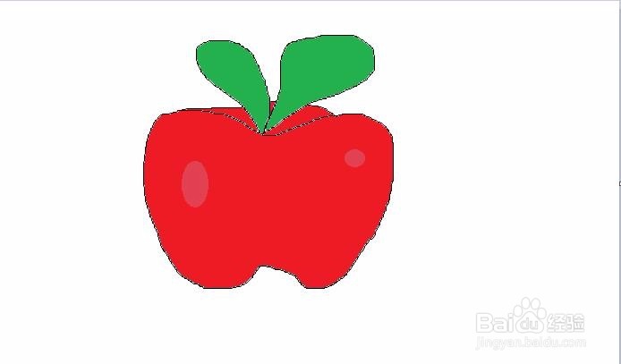绿叶红苹果的手绘画法