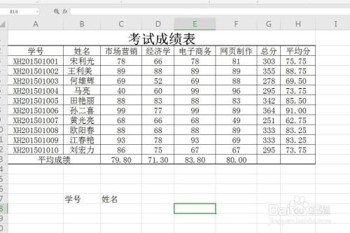 Excel表格成绩单怎么通过学号查找姓名或分数 百度经验