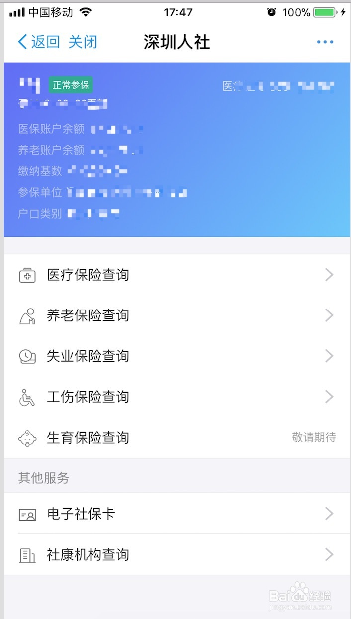 深圳社保查询个人账户
