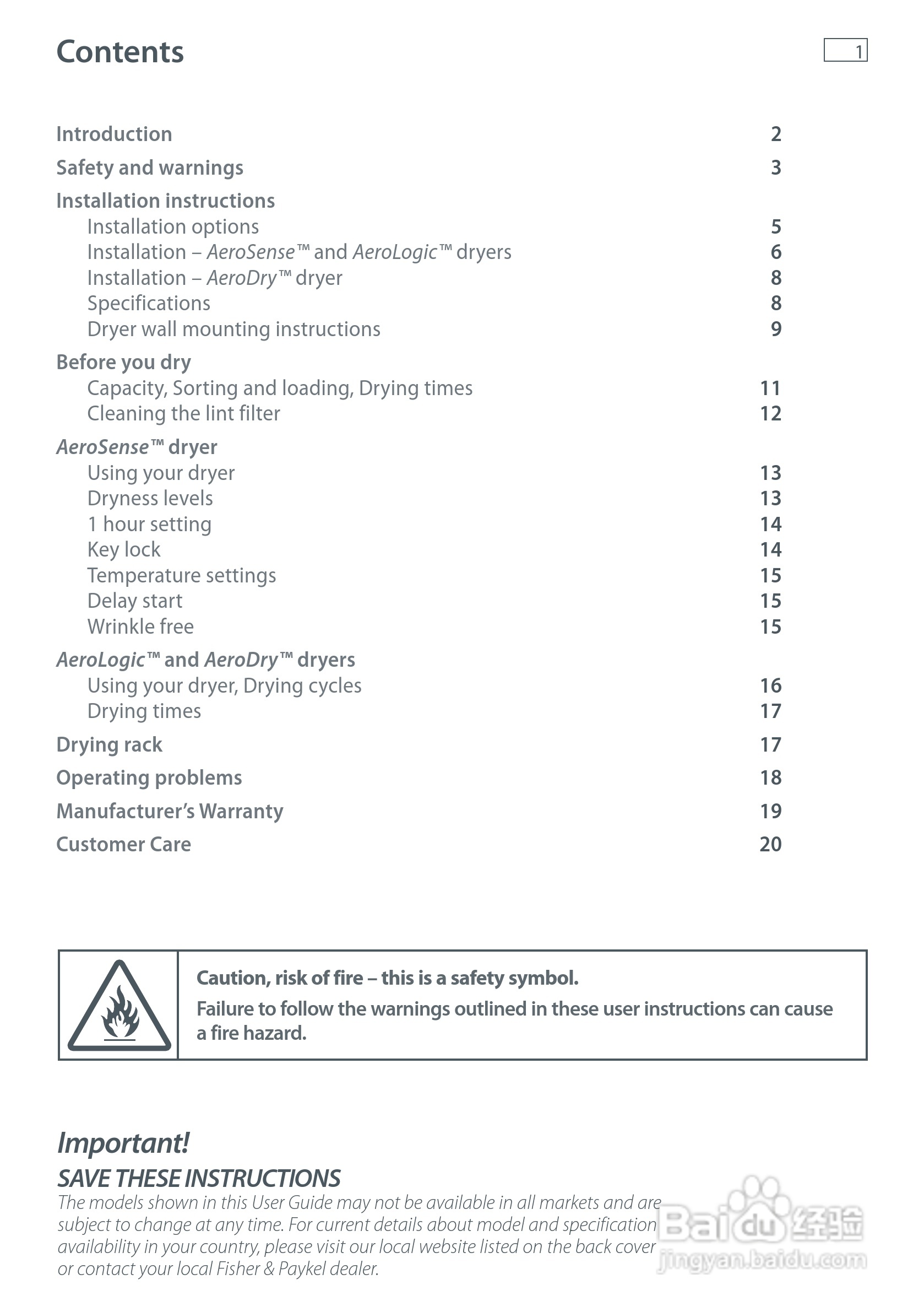 斐雪派克DE40F56A洗衣机说明书:[1]
