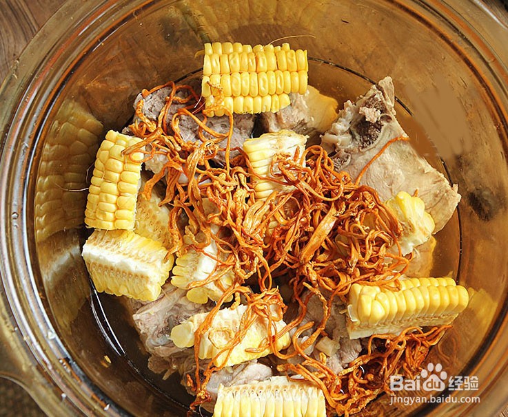 虫草花干贝玉米龙骨汤