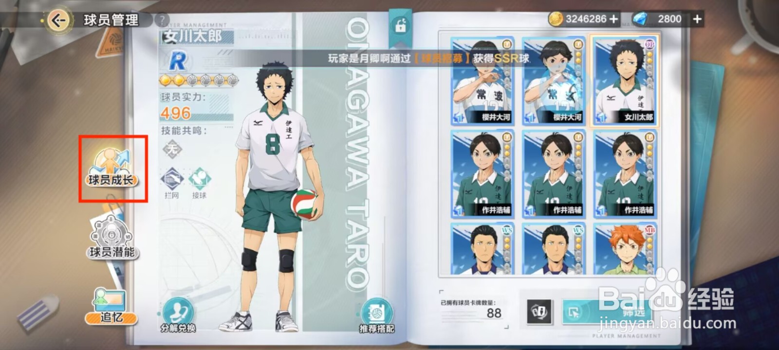 排球少年新的征程如何提升女川太郎等级?