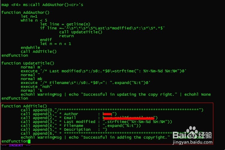 redhat/centos下vim编辑器设置自动添加作者信息