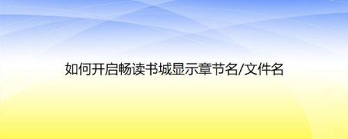 如何开启畅读书城显示章节名/文件名