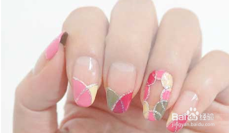 彩色拼接美甲