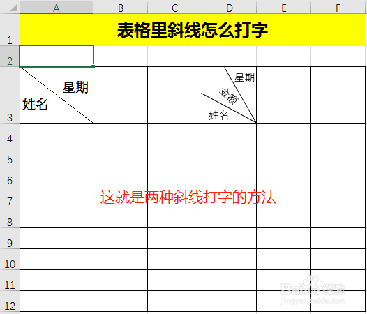 表格里斜线怎么打字