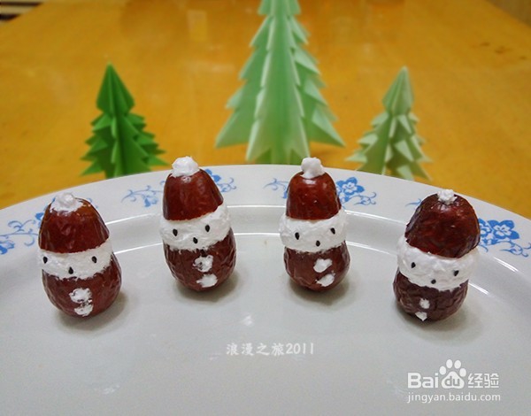 大枣制作圣诞老人圣诞雪人