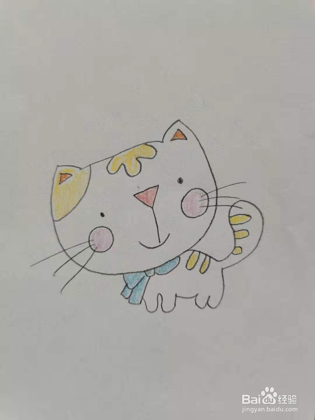 小花猫简笔画涂色图片