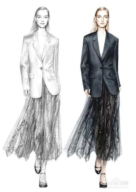 服装设计—如何在时装画中表现面料质感