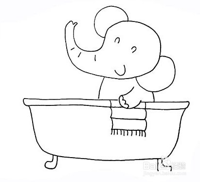 手绘简笔画之爱洗澡的小象的画法