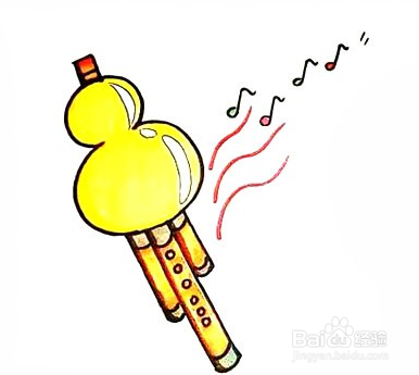 守护简笔画之乐器葫芦丝的画法