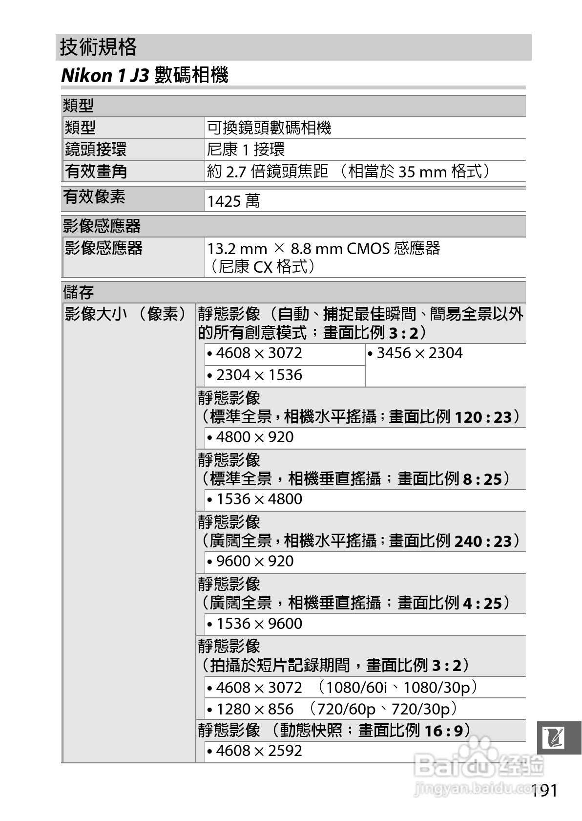 尼康Nikon 1 J3数码相机说明书:[22]