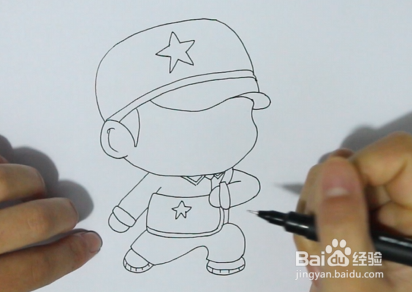 儿童军装怎么画