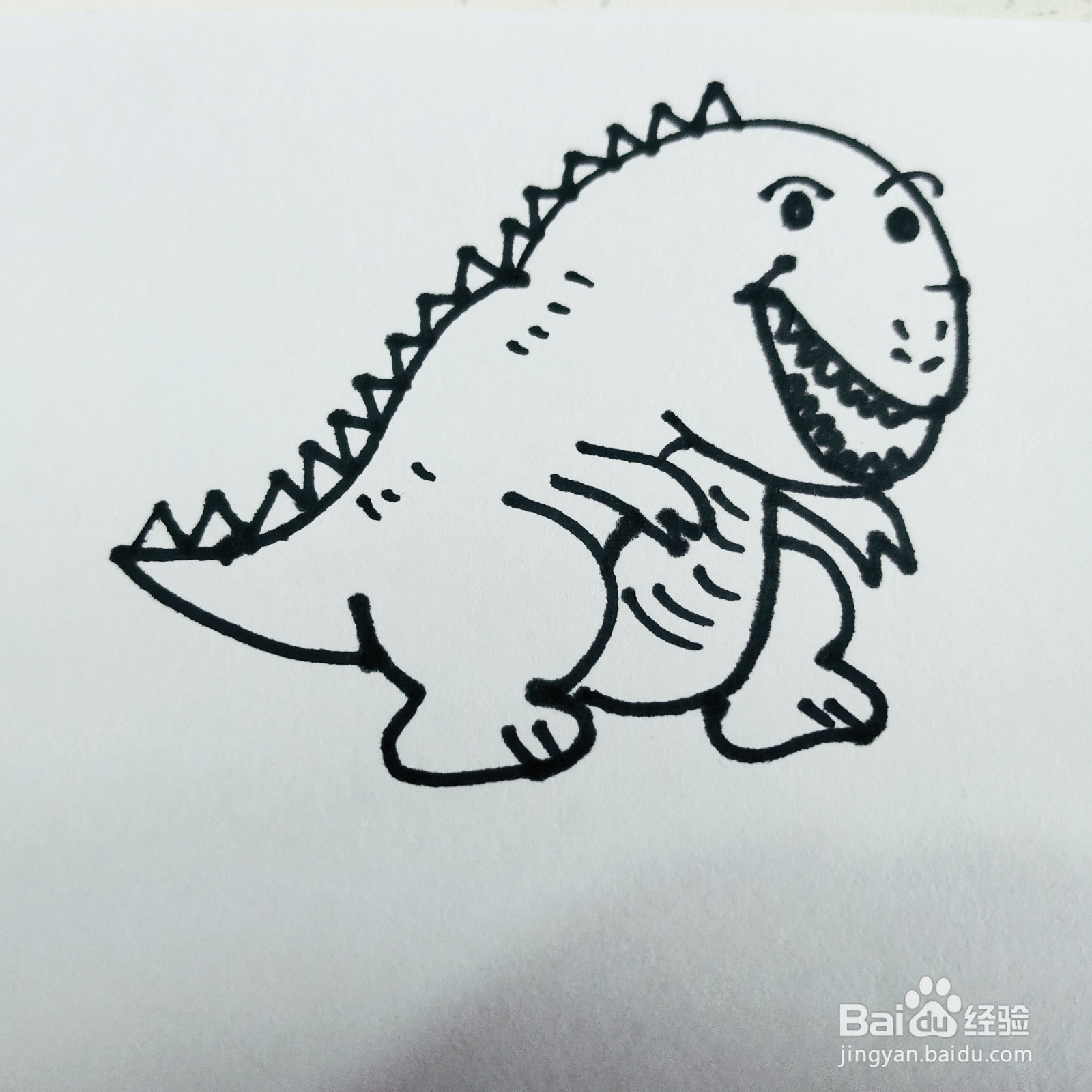 如何来画一只站立的卡通鳄鱼简笔画呢