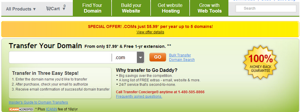 Godaddy域名转入简明教程