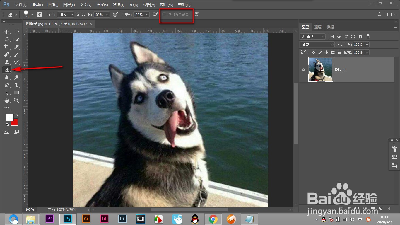 PS橡皮擦工具“抹掉历史记录”无法勾选怎么办