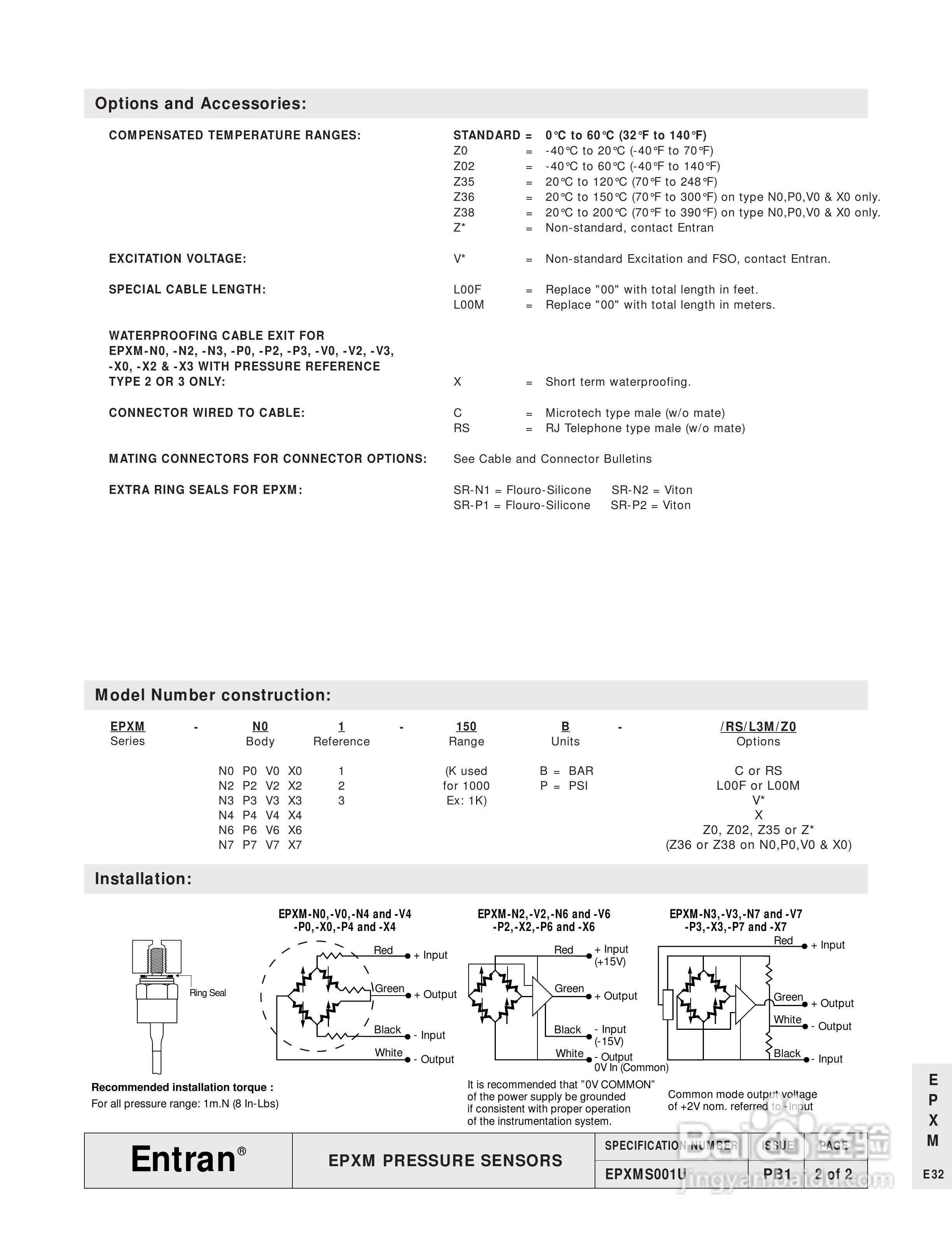 MEAS-精量电子EPXM压力传感器说明书