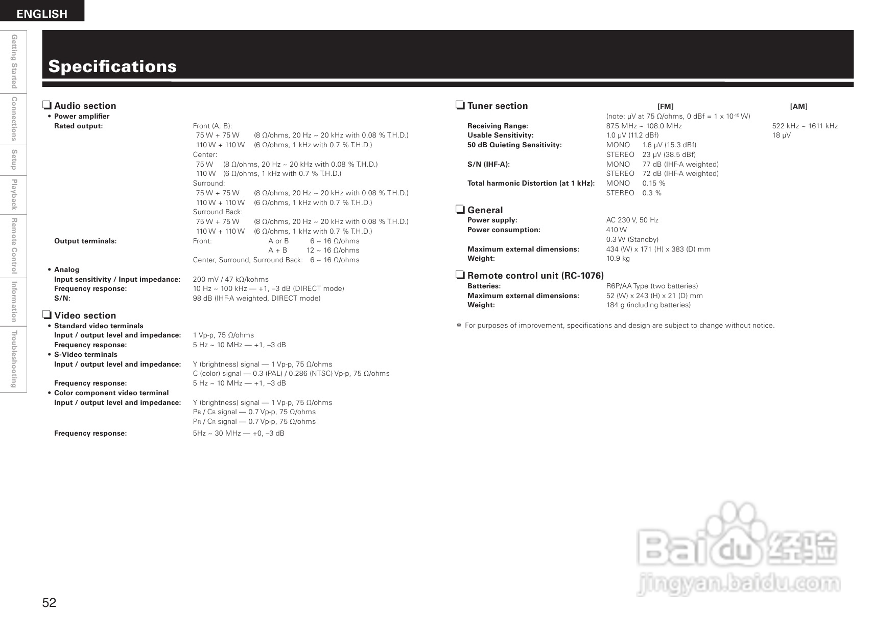 DENON AVR-1508功放用户手册:[3]