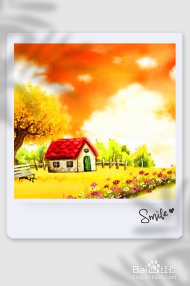 美图秀秀灰白阴影底创意秋景海报边框怎么做