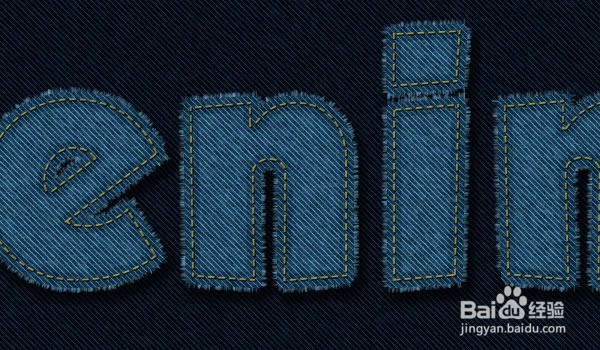 如何在Photoshop中制作缝合牛仔布文字效果
