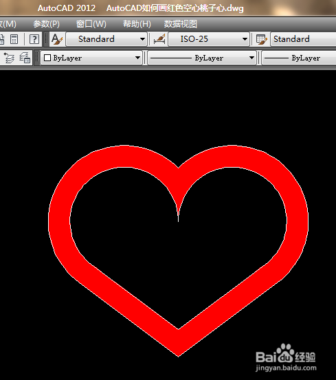 autocad如何画红色空心桃子心