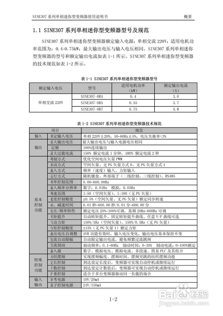 正弦(SINEE)SINE307-0R7变频器说明书:[2]