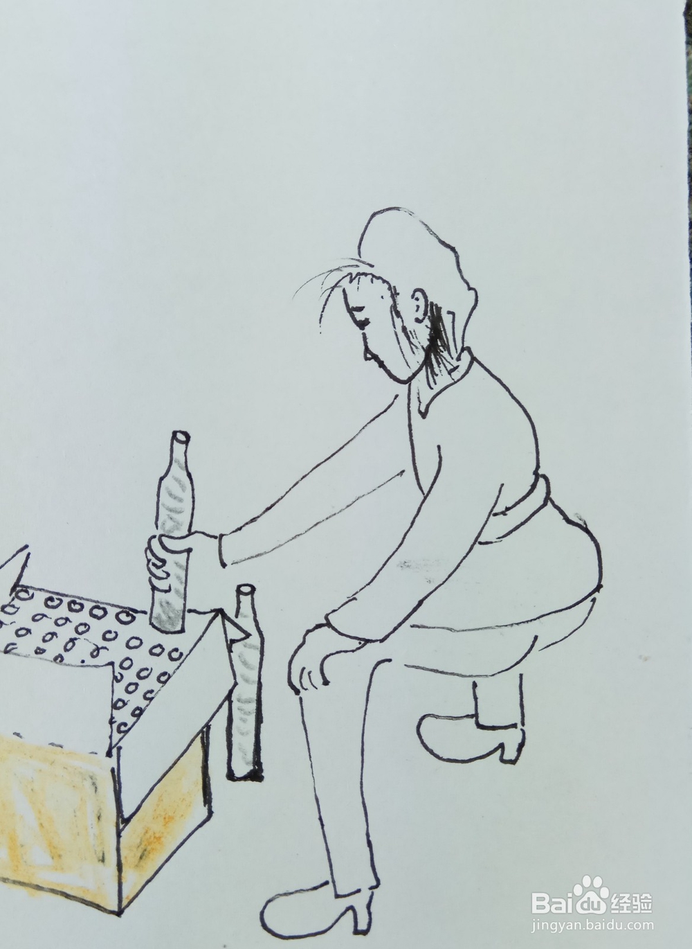 怎样画简笔画“将瓶子装箱”？