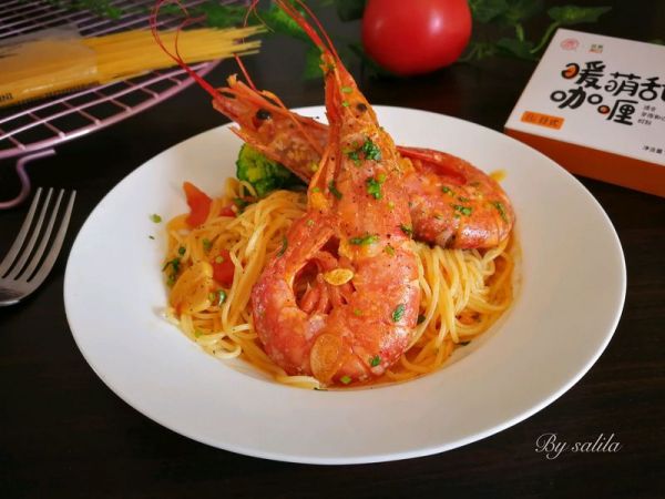 阿根廷红虾咖喱意面