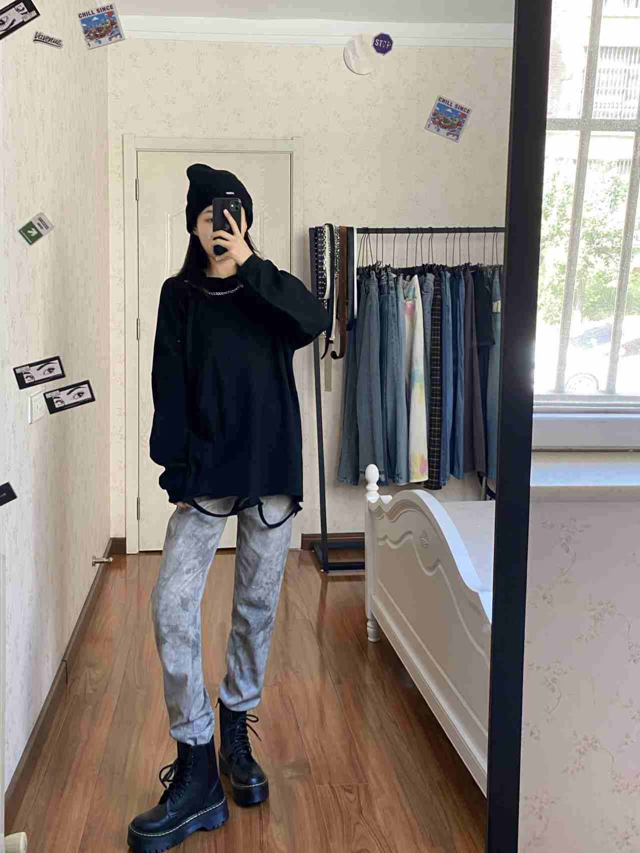 早秋超A酷女孩穿搭|小个子的经典黑白