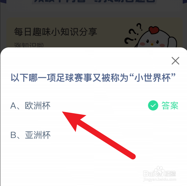 哪一项足球比赛又被称为“小世界杯”蚂蚁庄园