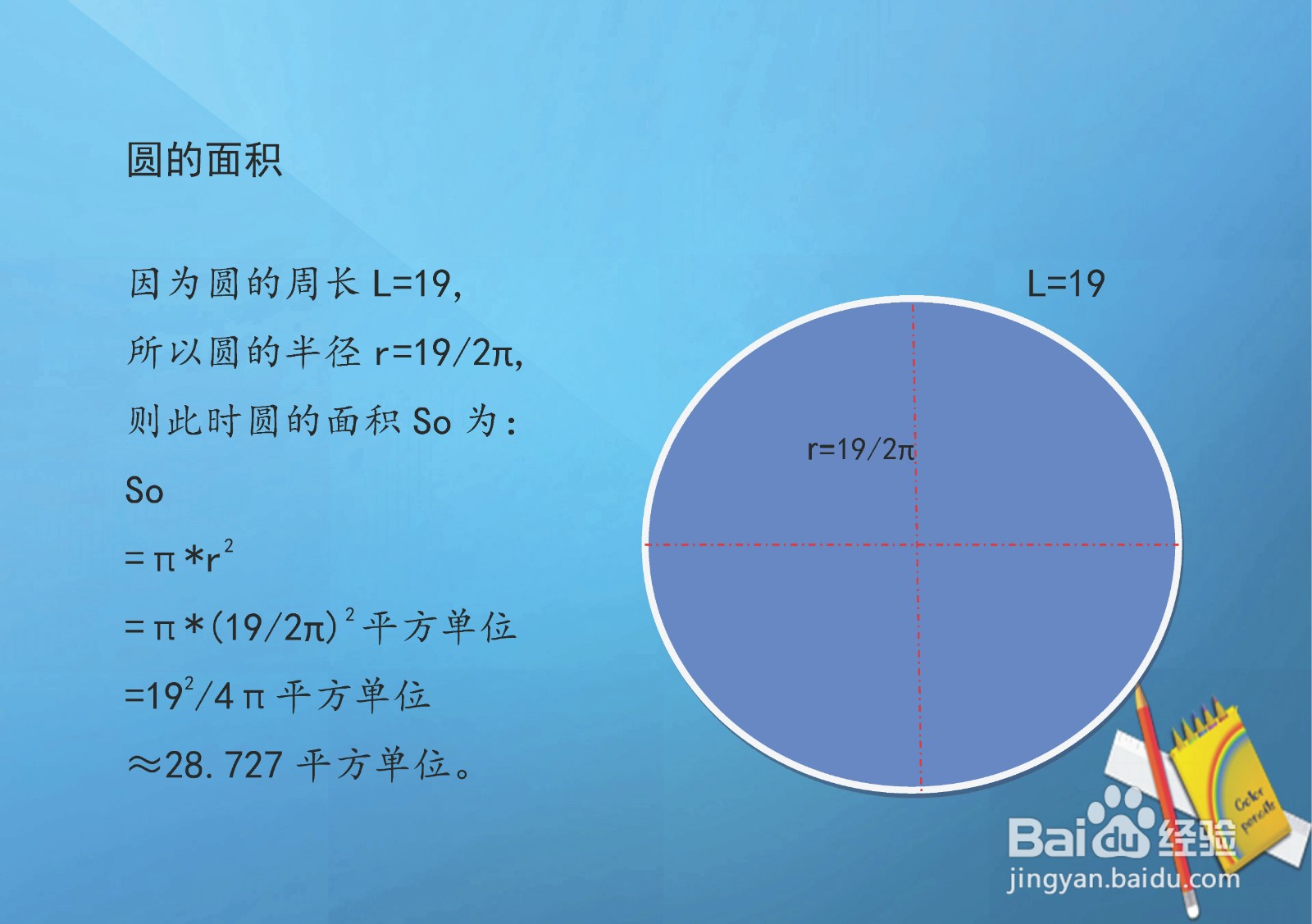 已知周长L=19,求正六边形等多边形和圆的面积