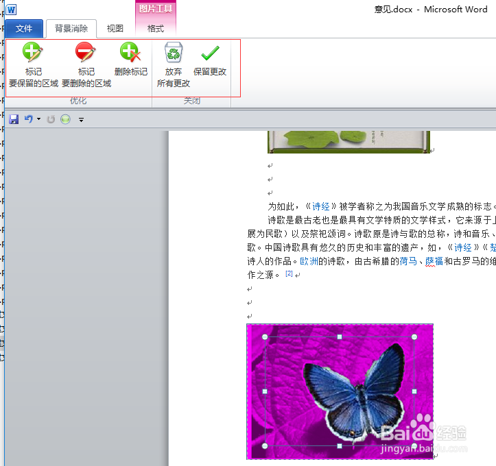 在word2010中利用图片功能实现抠图效果