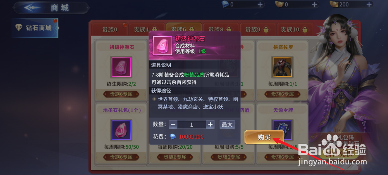 仙魔尘缘如何购买【初级神源石】