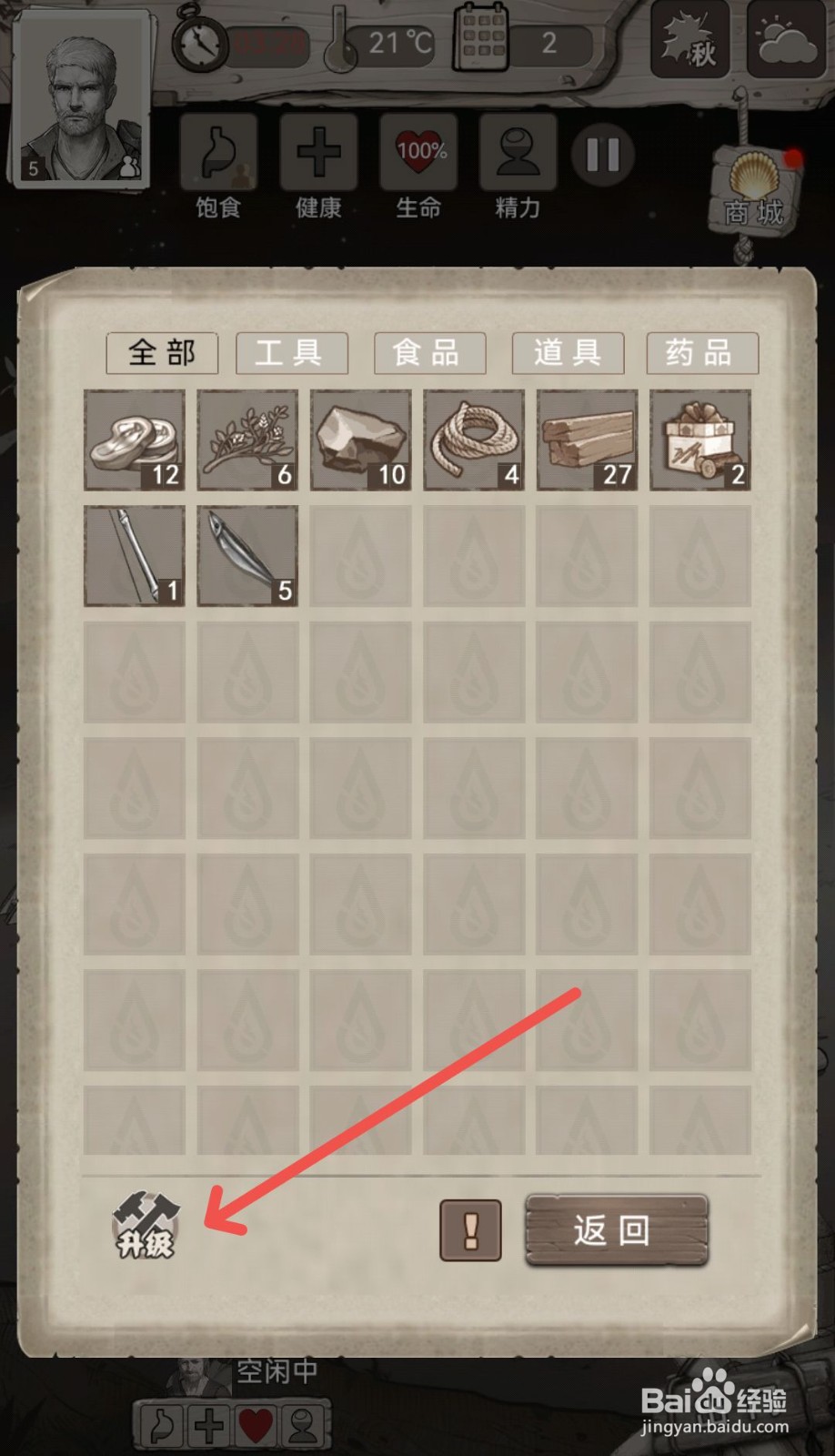 荒野日记怎么升级仓库提高容量