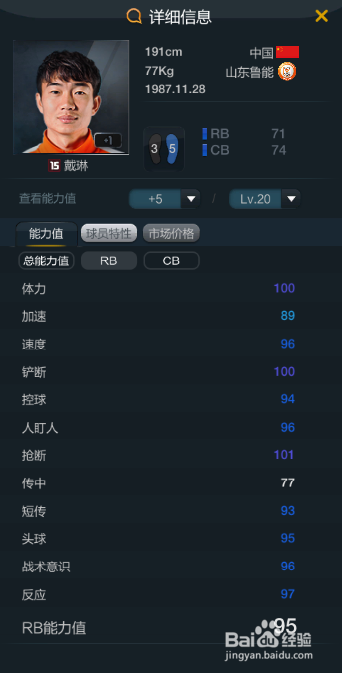 fifaol3中国队套之右后卫一览