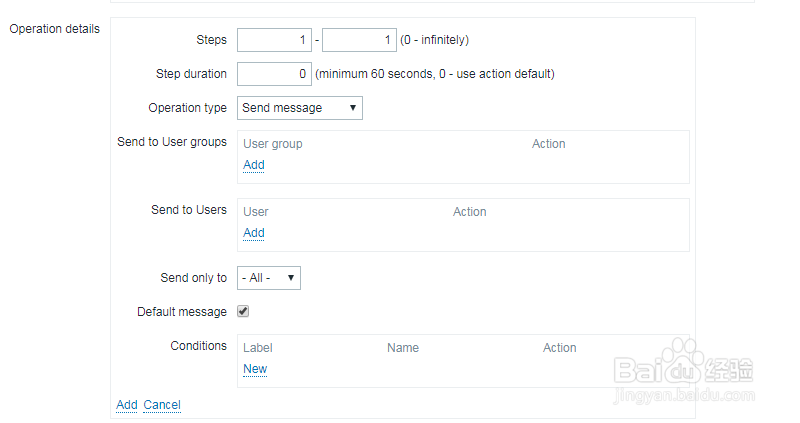 如何在zabbix的动作中增加操作？