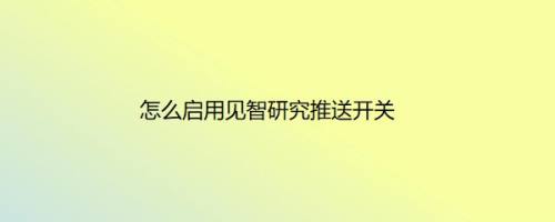 怎么启用见智研究推送开关