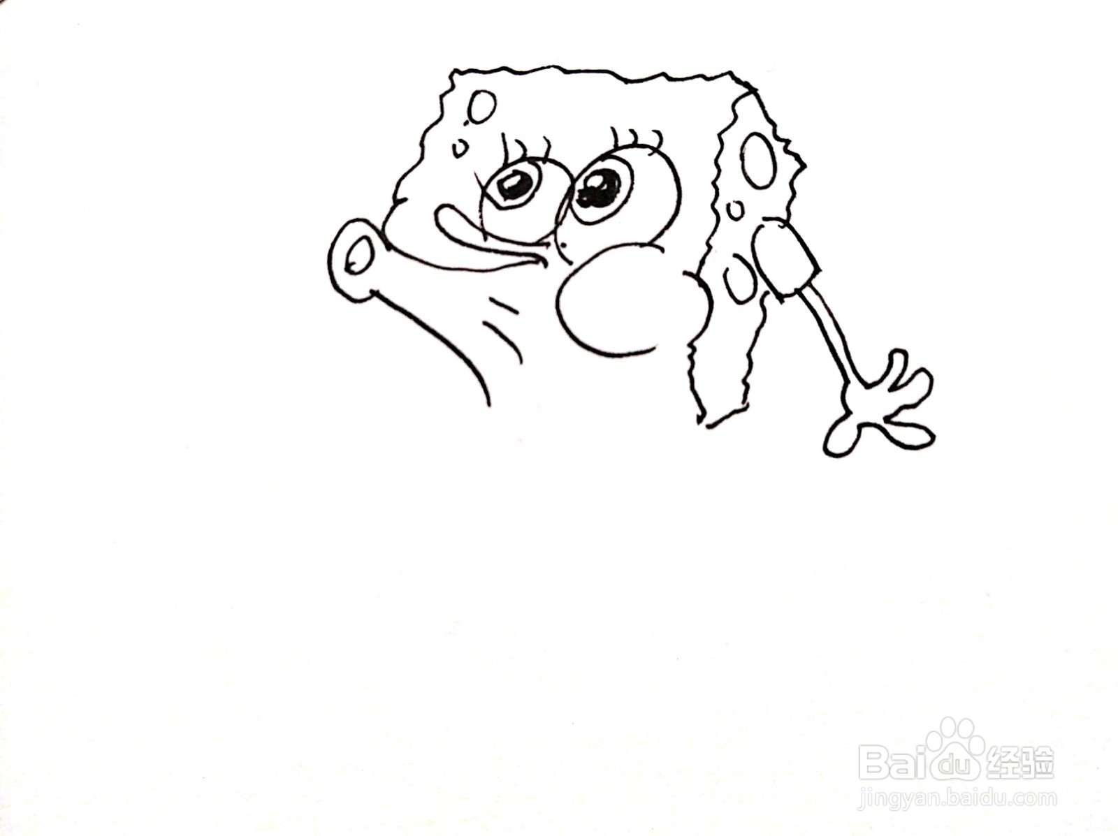 吹泡泡的海绵宝宝线描画怎么画