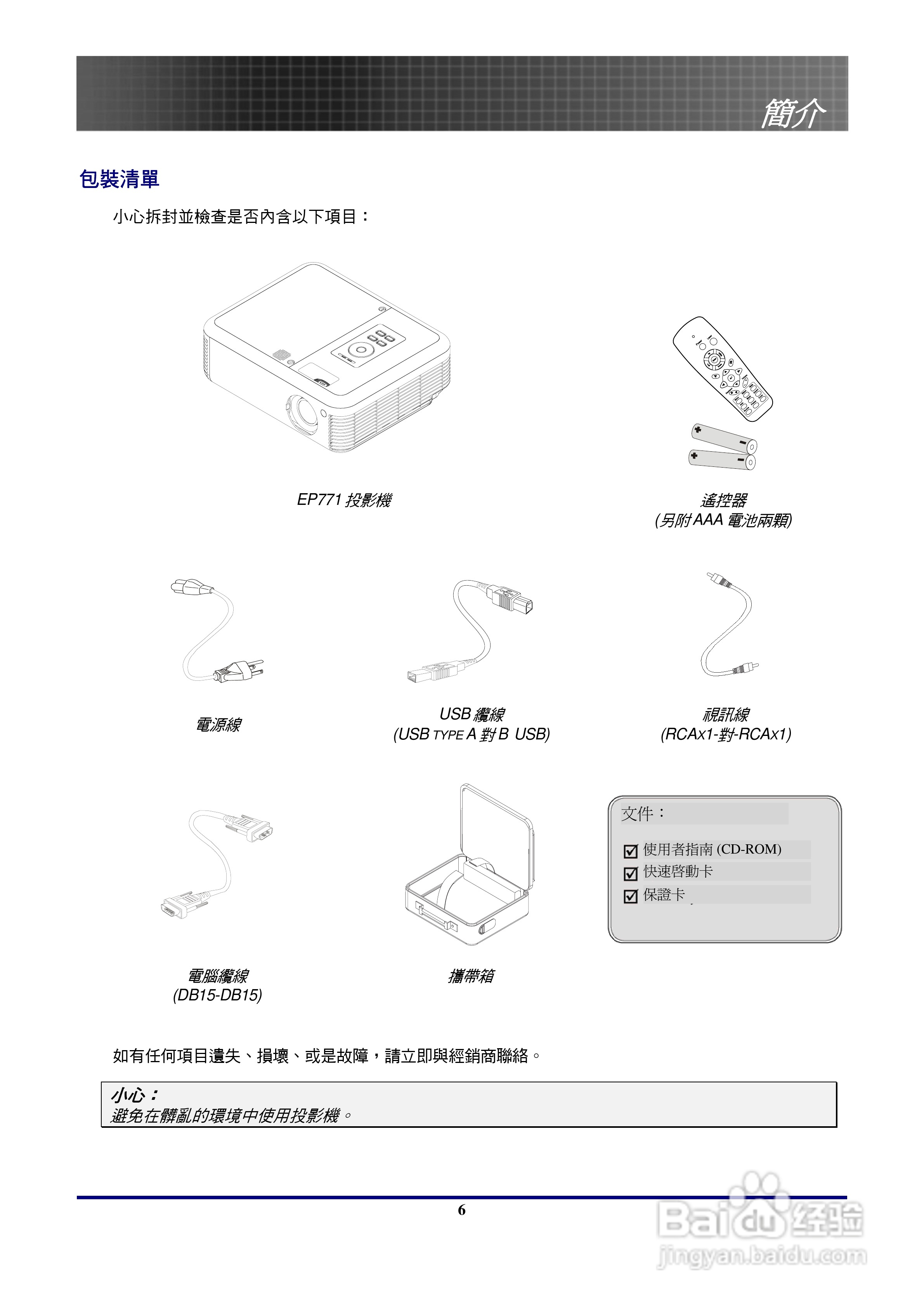 奥图玛投影机EP772型说明书:[1]