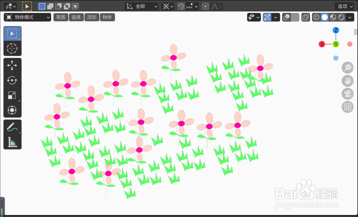 如何使用blender快速设计一片花草的简图模型