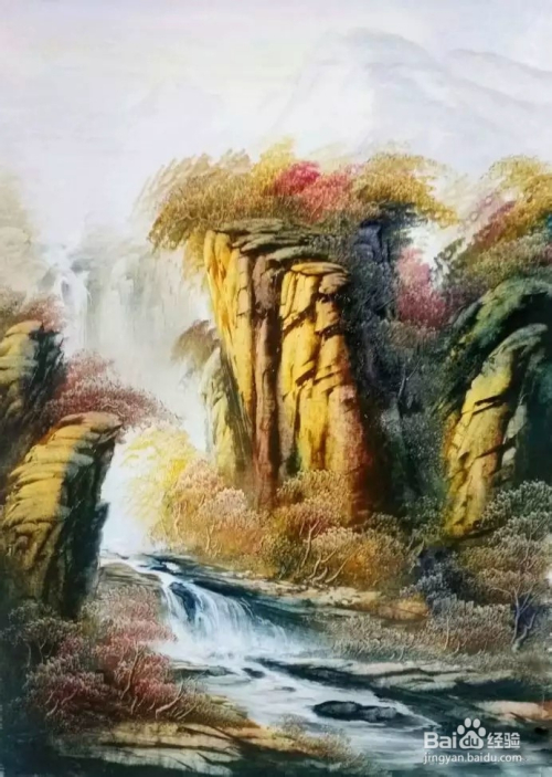 风景油画-刀画秋景画法