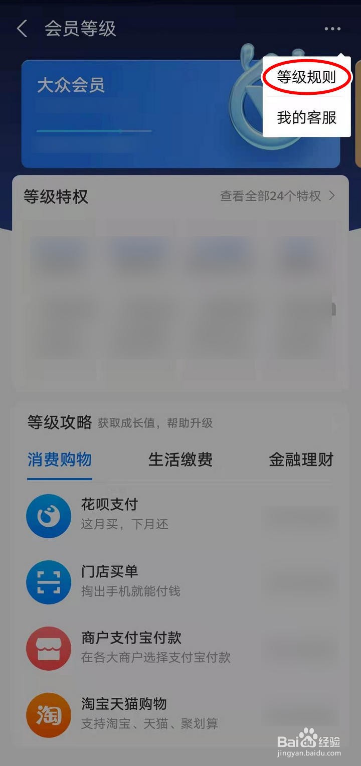 如何查看支付宝会员等级升级门槛