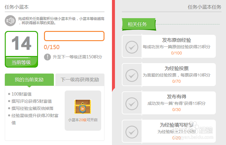 百度经验小蓝本11~15级的任务是什么