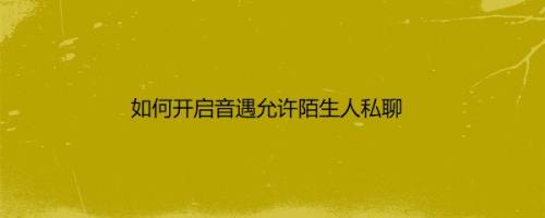 如何开启音遇允许陌生人私聊